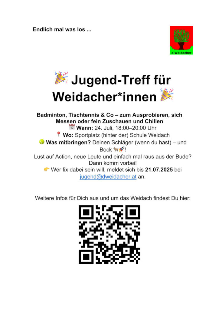 Jugend-Treff für Weidacher*innen